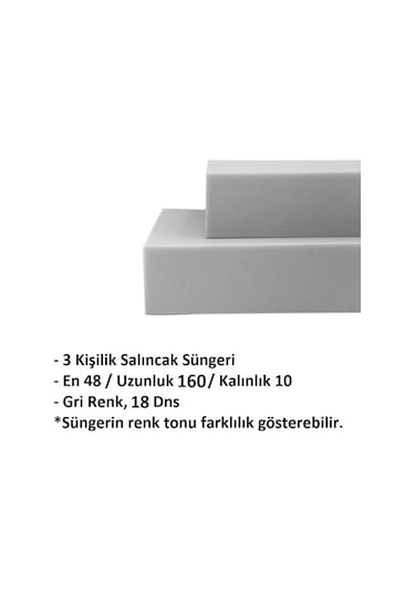 Sünger Takımı 160x48x10cm 3 Kişilik Salıncak Minderleri İçin Uygun Sünger (18dns)