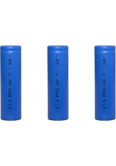 14500 3.7v Li-ıon 1000mah 5c Şarj Edilebilir Kalem Pil 3'lü