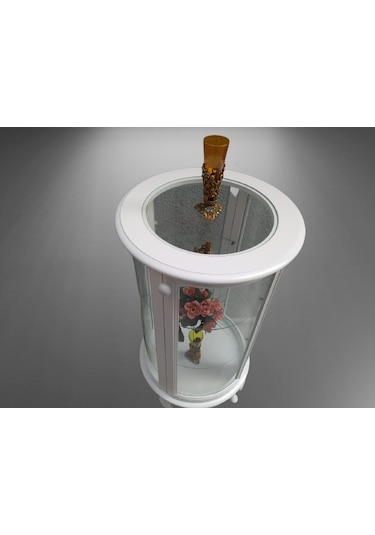 Bengimobilya Gümüşlük Yuvarlak Model 120 Cm Parlak Beyaz Kayın Lükens Aslan Ay (482395482)