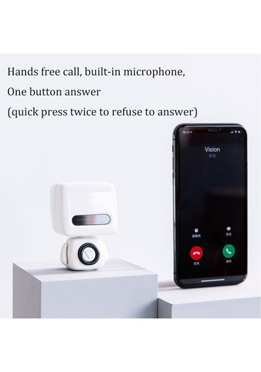 Vkemall Robot Şekilli Bluetooth Hoparlör, Taşınabilir Mini Müzik Çalar, 8 Saat Çalışma Süresi, 8m Bluetooth Mesafesi, Gizli Gösterge Işığı, Gümüş Renk