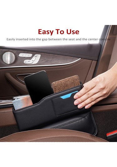 Gajeena Araç Koltuğu Boşluk Dolgulu Düzenleyici, Pu Deri, Siyah, 24.5x20x3cm