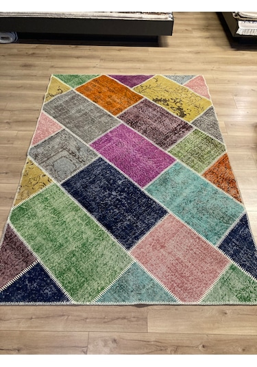 Tuğra Halı El Dokuma Patchwork Yün Halı 160 X 230 Ebat