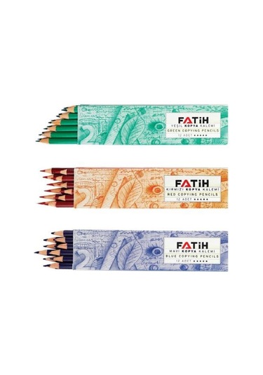 Fatih Kırmızı 12'li - Yeşil 12'li - Mavi 12'li Kopya Kalemi Çok Renkli