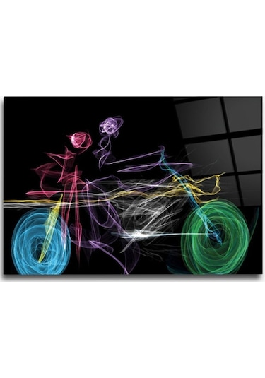 Soyut Bisiklet Cam Tablo