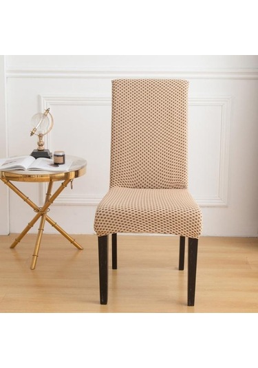 Bej Spandex Jakarlı Sandalye Düz Renk Streç Mobilya Koruyucu Slipcovers Yemek Odası Düğün Için Çıkarılabilir Sandalye Kapakları