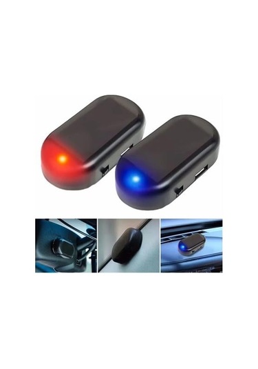 Alarm Araç İçin Caydırıcı Solar Şarj Olan Güçlü Yapışkanlı Işıklı Plastik Mini Sahte Alarm