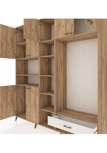 Hyperion Dolap 11 Raflı Tek Çekmeceli 7 Kapaklı 220x44x243 Çam-çam/aytaşı Atlas Çam/aytası