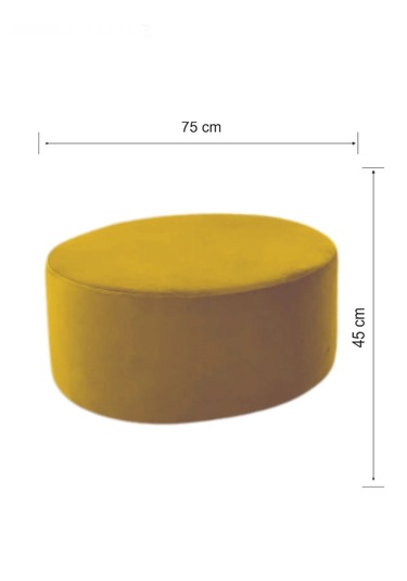 Most Ekol Yuvarlak Sandıklı Orta Sehpa 07 Hardal Kadife Kumaş Ev