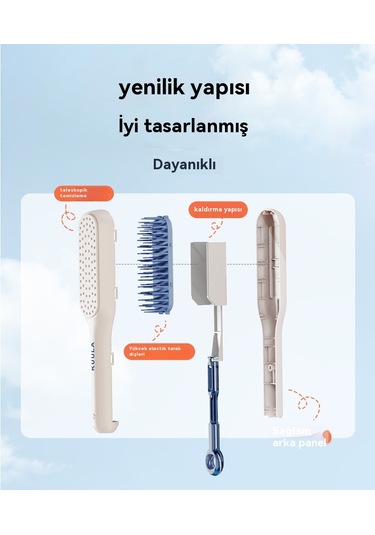 Kendini Temizleyen Hafif Anti Statik Geri Çekilebilir Tarak Beyaz