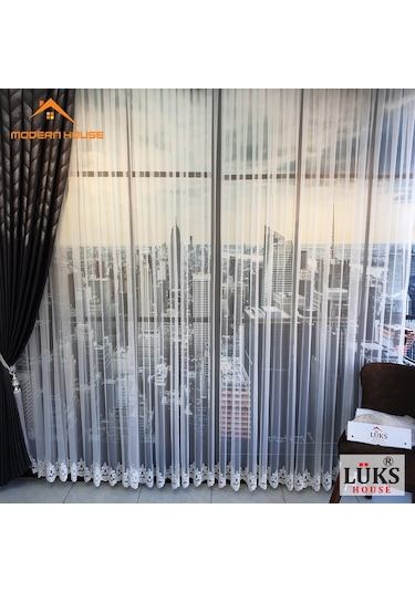 Lüks Grek Etek Işlemli Tül Perde 1 Yüksek Kaliteli- Modern House