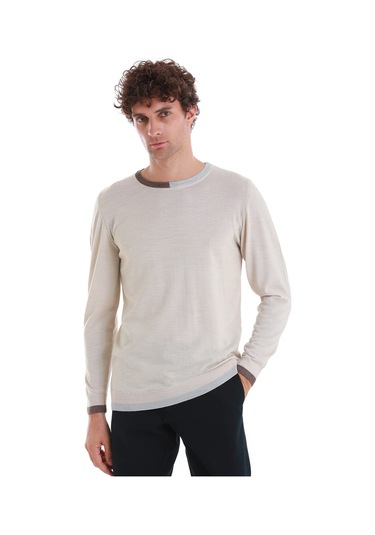 Hatemoğlu Bej Regular Fit Düz Bisiklet Yaka Yünlü Triko Kazak 34122023a001 006 Bej