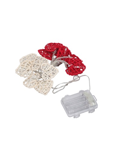 Vkemall Romantik Gönül Şekilli 14 Işıklı Rattan Işık Zinciri - Ev & Düğün Dekorasyonu - Pilli Kutu İle Beslenir Diğer