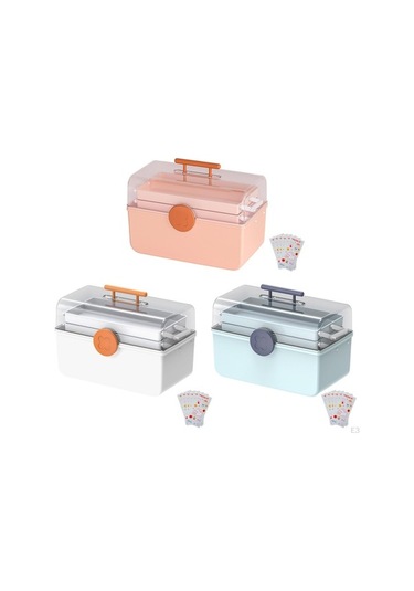 Novahub 3 Bölümlü Taşınabilir İlk Yardım Kutusu - Pembe Saplı Organizatör - Seyahat İçin Kompakt Saklama Çözümü Pembe