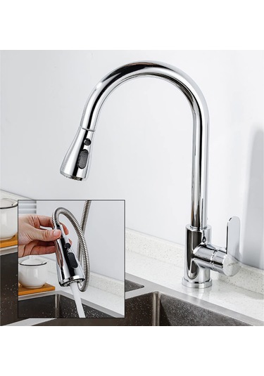 Inchant 3 Fonksiyonlu Mutfak Musluğu Püskürtme Başlığı Pull Out Gümüş