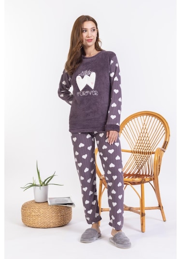 Yeni Sezon Sonbahar/kış Kadın Welsoft Polar Yuvarlak Yaka Kalp Desenli Kalın Pijama Takımı 30008-mürdüm Mürdüm Yeni Sezon Sonbahar/kış Kadın Welsoft Polar Yuvarlak Yaka Kalp Desenli Kalın Pijama Takımı 30008-mürdüm Mürdüm