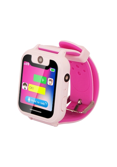 Konesam Çocuk İzleme Saati - Lbs Konumlama, 2g Arama, Sos Alarm, Elektronik Çit, 1.54" Tft Dokunmatik Ekran, Pembe Usb Kablosu Rastgele