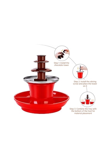 Yaozixa 3 Katlı Çikolata Çeşmesi - Pratik Fondü Makinesi, Kolay Temizlenir Paslanmaz Çelik, 200g Çikolata Eritme Diğer