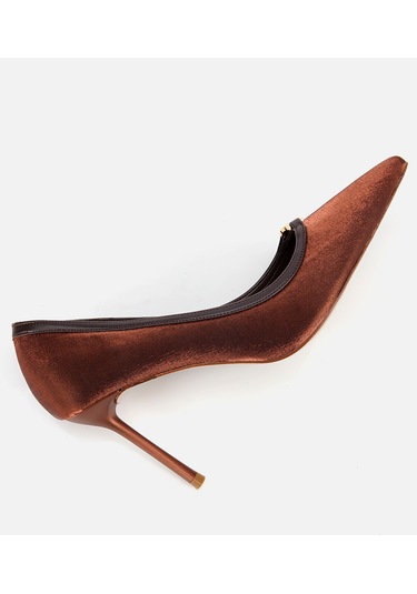 Hotiç Kadın Saten Açık Kahverengi Gold Detaylı Yüksek Topuklu Stiletto 01ayh314760a410 01ayh314760a410 Kahverengi