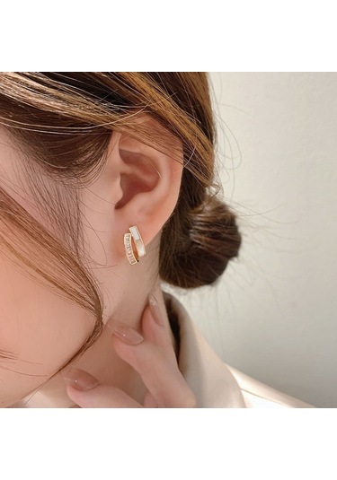 Pırlanta Küpeli Kabuk Çift Katmanlı Küpe, Renk: Eh0702