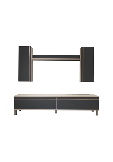 Decoraktiv Eko 7 Mdf Std Krom Ayaklı Tv Ünitesi Tv Sehpası Beyaz - Antrasit