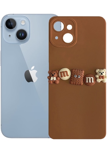 iPhone Uyumlu  14 Kılıf 3d M Bear Kamera Korumalı Silikon Kapak