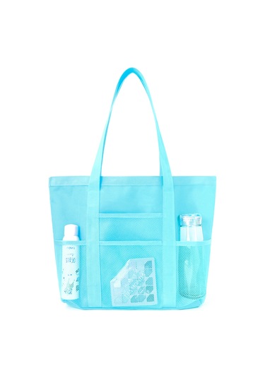 Skycity Mavi Çok Amaçlı Katlanabilir Ağ Desenli Çanta - Plaj, Spor, Yüzme Ve Seyahat İçin Büyük Kapasiteli Taşınabilir Organizer Mavi