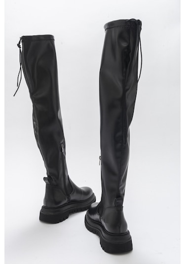 Luvishoes Chip Siyah Kadın Dizüstü Çizme Siyah