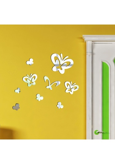 Kelebek Ailesi Dekoratif Ayna Gümüş