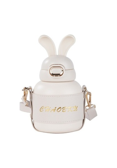 Novahub Öğretici Pembe Tavşan Kulağı Çocuk Termos Bardağı - 316l Paslanmaz Çelik Pembe