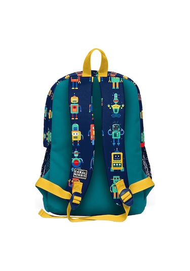 Coral High Kids Lacivert Civit Robot Desenli Dört Bölmeli Okul Sırt Çantası 23472