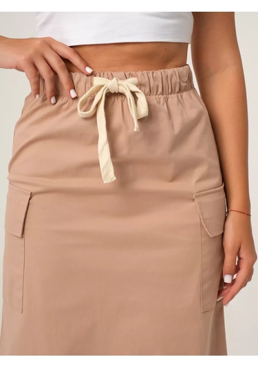 Sulush Pamuklu Maxi Kargo Etek 153321531 Bej