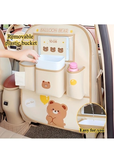 Dashanshop Balon Ayı Türevli Tablet Tutuculu Ve Sakluz Cepli Pu Deri Koltuk Koruyucu