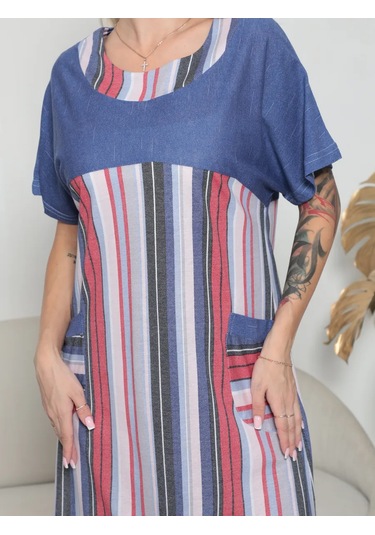 Blue Cherry Ev Tipi Çizgili Elbis 241290012