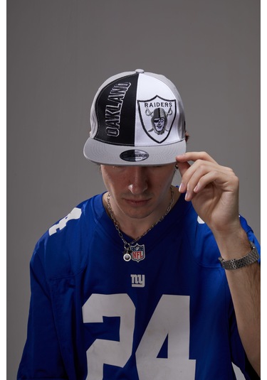 Berellini Oakland Raıders Hip-hop Şapka Özel Kolleksiyon Gri - Beyaz