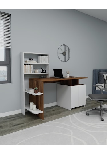 Arnetti Çalışma Masası Melis Bilgisayar Masası Beyaz - Ceviz