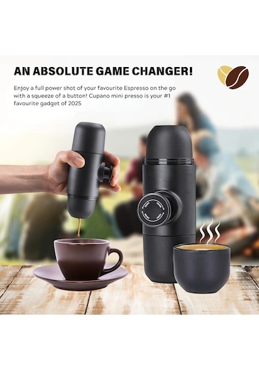 Xuweiwei Siyah Taşınabilir Espresso Makinesi Manuel İşletim Kamp Yürüyüş Ofis İçin Mini Seyahat Kahve Potu