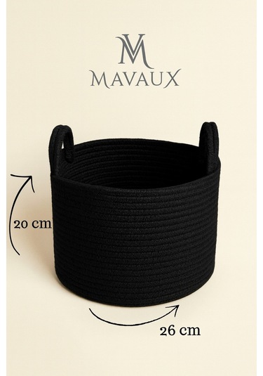 Doğal El Dokuma Hasır Jüt Sepet 20x26 Cm Dekoratif, Çok Amaçlı, Şık Ve Dayanıklı Saklama Sepeti Siyah