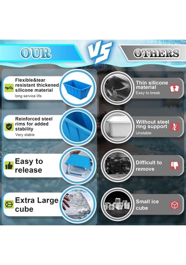Xurunkeji 2 Adet Buz Bloğu Kalıbı Buz Banyosu Dondurucu Kalıbı Soğuk Dalma Küvetleri İçin Ekstra Büyük Yeniden Kullanılabilir Silikon Kalıp İçecek Soğutucuları Mavi Xurunkeji 2 Adet Buz Bloğu Kalıbı Buz Banyosu Dondurucu Kalıbı Soğuk Dalma Küvetleri İçin Ekstra Büyük Yeniden Kullanılabilir Silikon Kalıp İçecek Soğutucuları Mavi