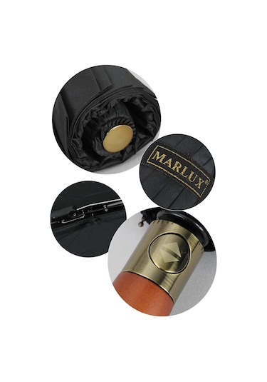 Marlux Tam Otomatik 16 Telli Siyah Şemsiye Rüzgar Koruma Ponçi Kumaş Mpr1007m Siyah