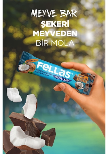 Fellas Meyve Bar - Chia ve Hindistan Cevizi 12 x 40 G