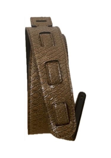 Rubber Cocoa Croco Destekli Suni Deri Gitar Askısı