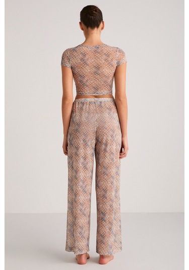 Yoland Kadın Desenli Yazlık Crop Turuncu Alt-üst Takım