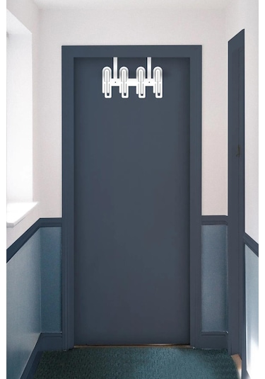 Modern Desenli Metal Kapı Arkası Askılığı Beyaz Beyaz