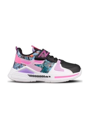 Büyük Kız Çocuk Cırtlı Siyah-mor Sneaker Siyah - Mor