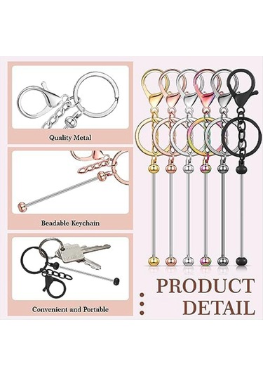 Gatherco 24 Adet Boncuklu Anahtarlıklar Toplu Boncuklar Kendin Yap Boş Anahtarlıklar Boncuklu Anahtarlık El Sanatları İçin Metal Boncuklu Anahtarlıklar