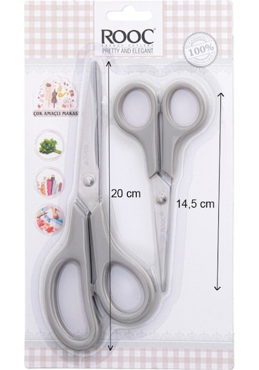 Makri Home 2'li Çok Amaçlı Makas Seti Küçük Boy Gri, 14.5 Cm