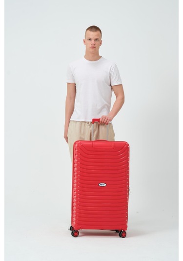 Keo-plus Kırmızı Büyük Boy Silikon Kırılmaz Pp Valiz Kırmızı