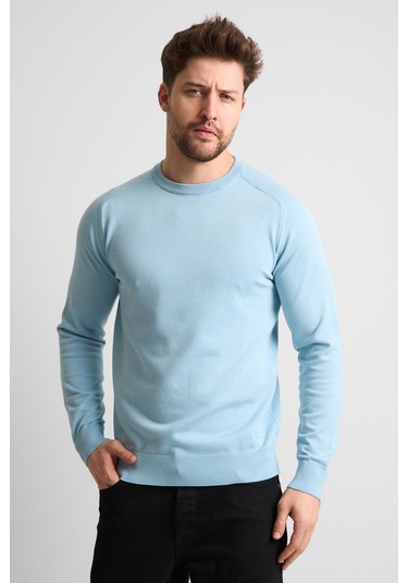 Alexandergardı Bisiklet Yaka Basic Triko Kazak Açık Mavi