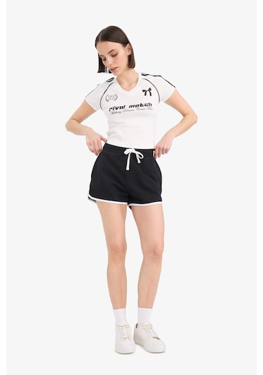 DeFacto Coool Regular Fit Esnek Belli Bağcıklı Kalın Kumaş Mini Şort A6224AX25SMBK81 Siyah DeFacto Coool Regular Fit Esnek Belli Bağcıklı Kalın Kumaş Mini Şort A6224AX25SMBK81 Siyah