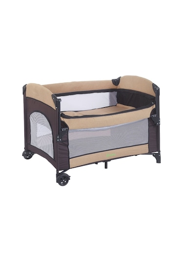 Mastic Anne Yanı Park Yatak Sallanır Oyun Parkı Cibinlikli Yatak Hediyeli 70x110 Cm Bej